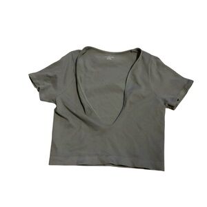 Urban outfitters out from under Gray deep V-Neck Short Sleeve‎ Top